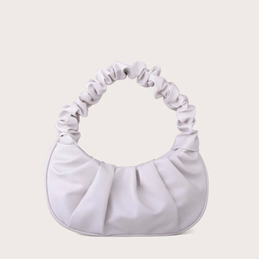 Baguette Ruched Mini Shoulder Mini Leather Purse.
